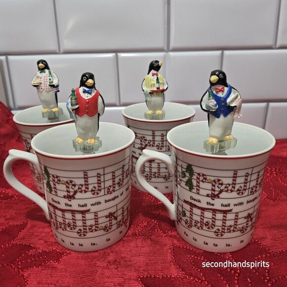 Deck The Halls With Penguins And Candy Canes.Dip Cups And Spreaders Christmas - Picture 1 of 15